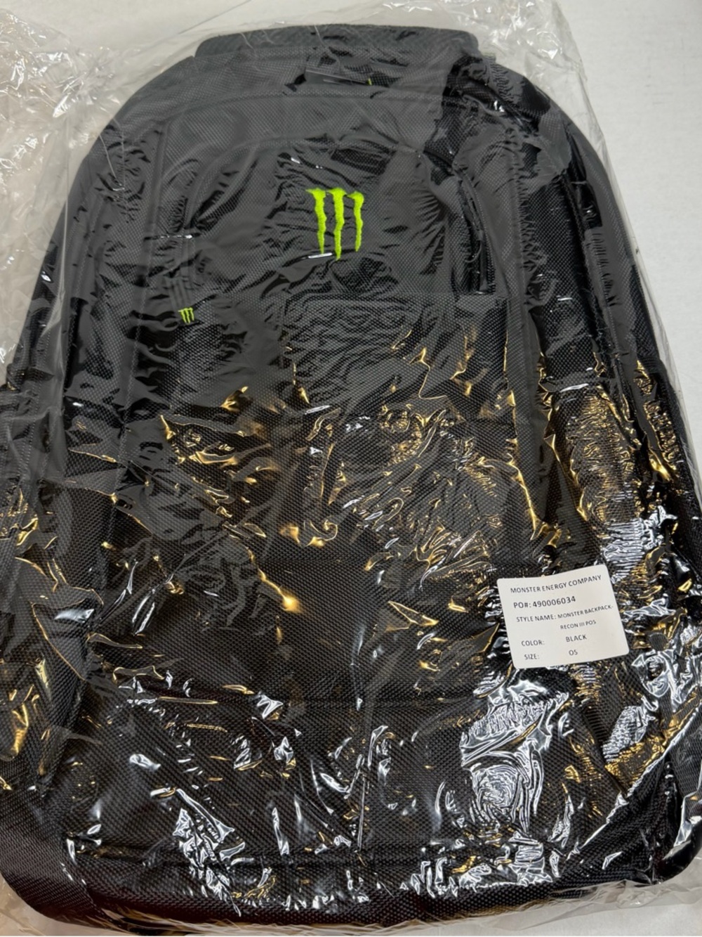 Monster Energy Recon III Backpack Black Green Logo Laptop Bag
